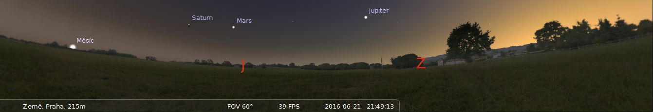 Dnešní (21.6.) slunovratový západ Slunce a ještě po úplňkový východ Měsíce a Jupiter, Saturn a Mars..třeba se bohyně Inanna uklidní a Venuše dovolí rozpustit mraky a podívat se večer na tuto pěknou scenérii. Nu, Mezopotámci by z toho zatím radost neměli. To ,že nejsou planety vidět, by bylo známkou vstupu chaosu a ohrožení úrody. Dáno do současných souvislostí... ani nemluvím.